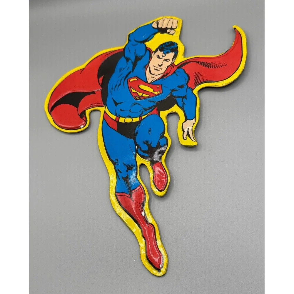 Superman Embossed Tin Metal Sign DC Comics Die Cut Wall Decor Man Cave
